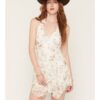 Women's Halter Neck Floral Lace Mini Dress with Hanky Hem
