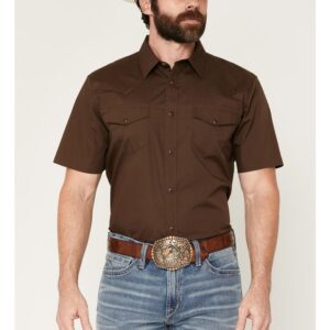 Men's Short Sleeve Western Snap Shirt with Chest Pockets
