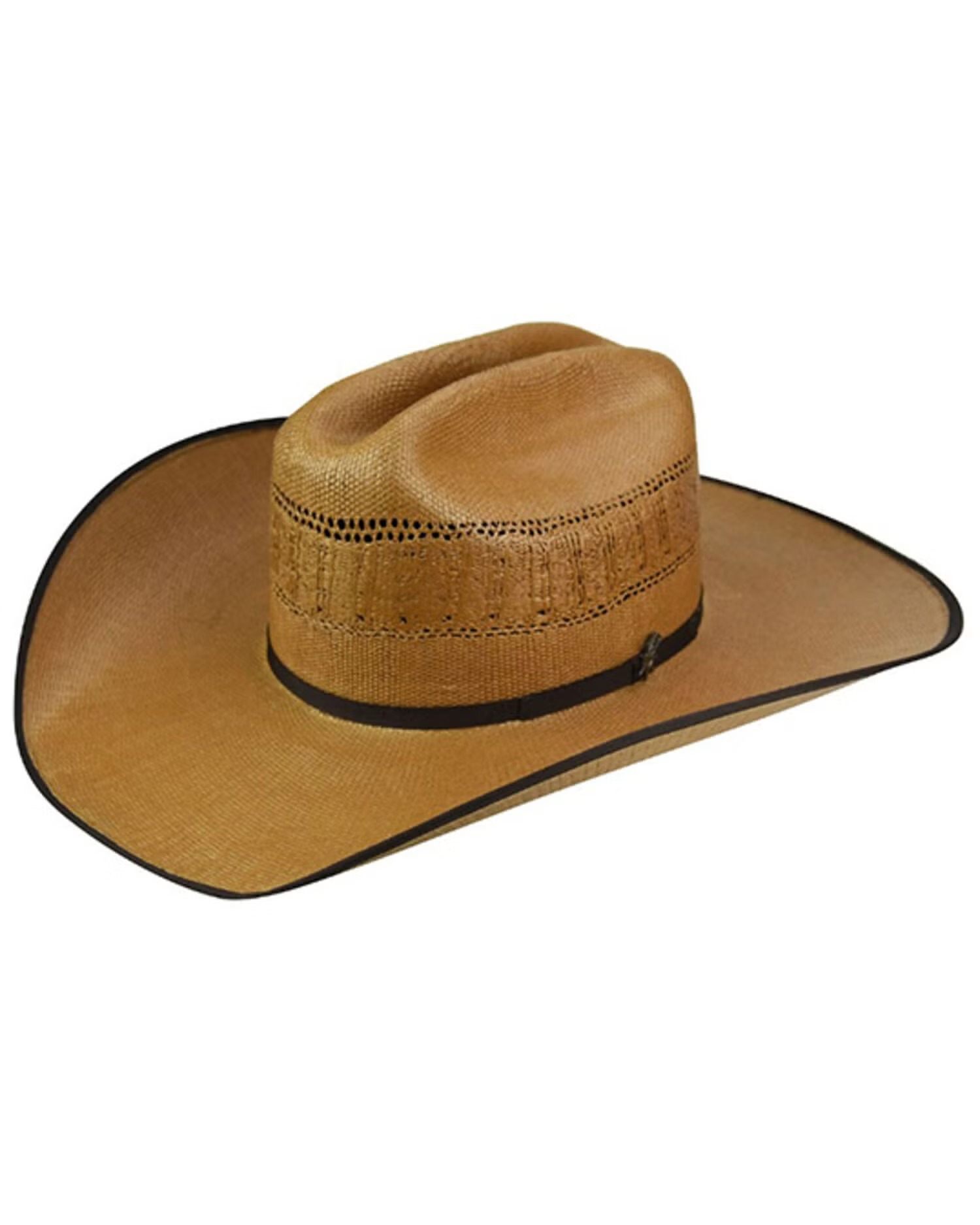 Bangora Straw Cowboy Hat with Vented Crown and Curved Brim