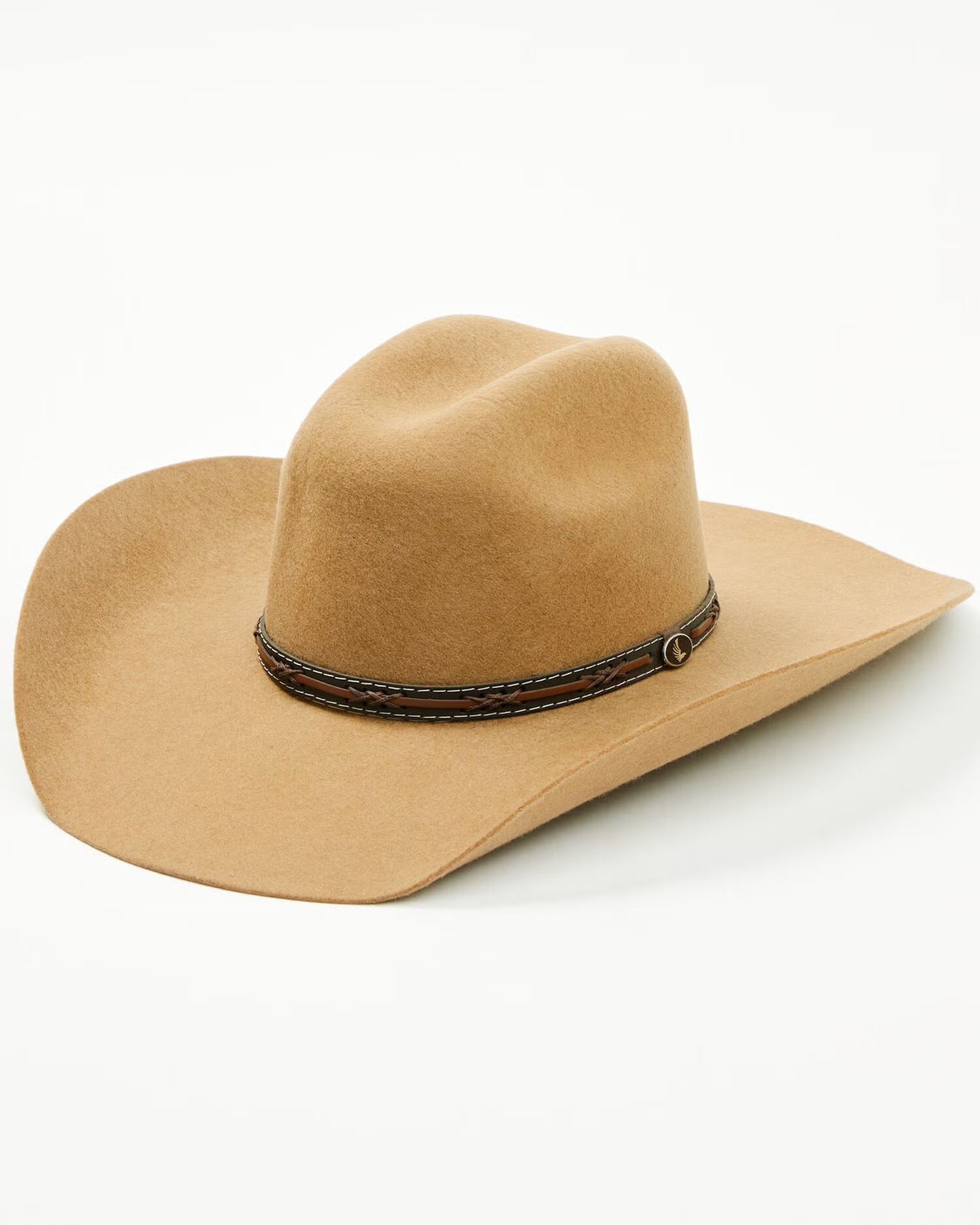 Wool Felt Cowboy Hat with Leather Hatband and Cattleman Crease