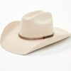 Wool Felt Cowboy Hat with Leather Hatband and Angled Brim