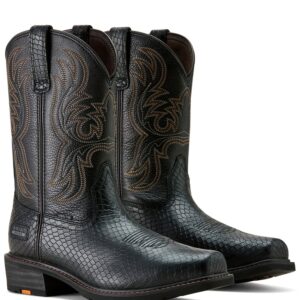 Men's Steel Toe Work Boots with Leather Upper and Pull-On Design