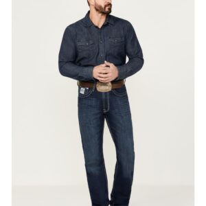 Men's Relaxed Straight Stretch Denim Jeans with Five-Pocket Design