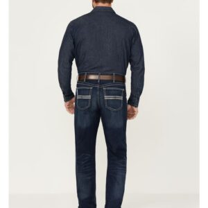 Men's Relaxed Straight Stretch Denim Jeans with Five-Pocket Design