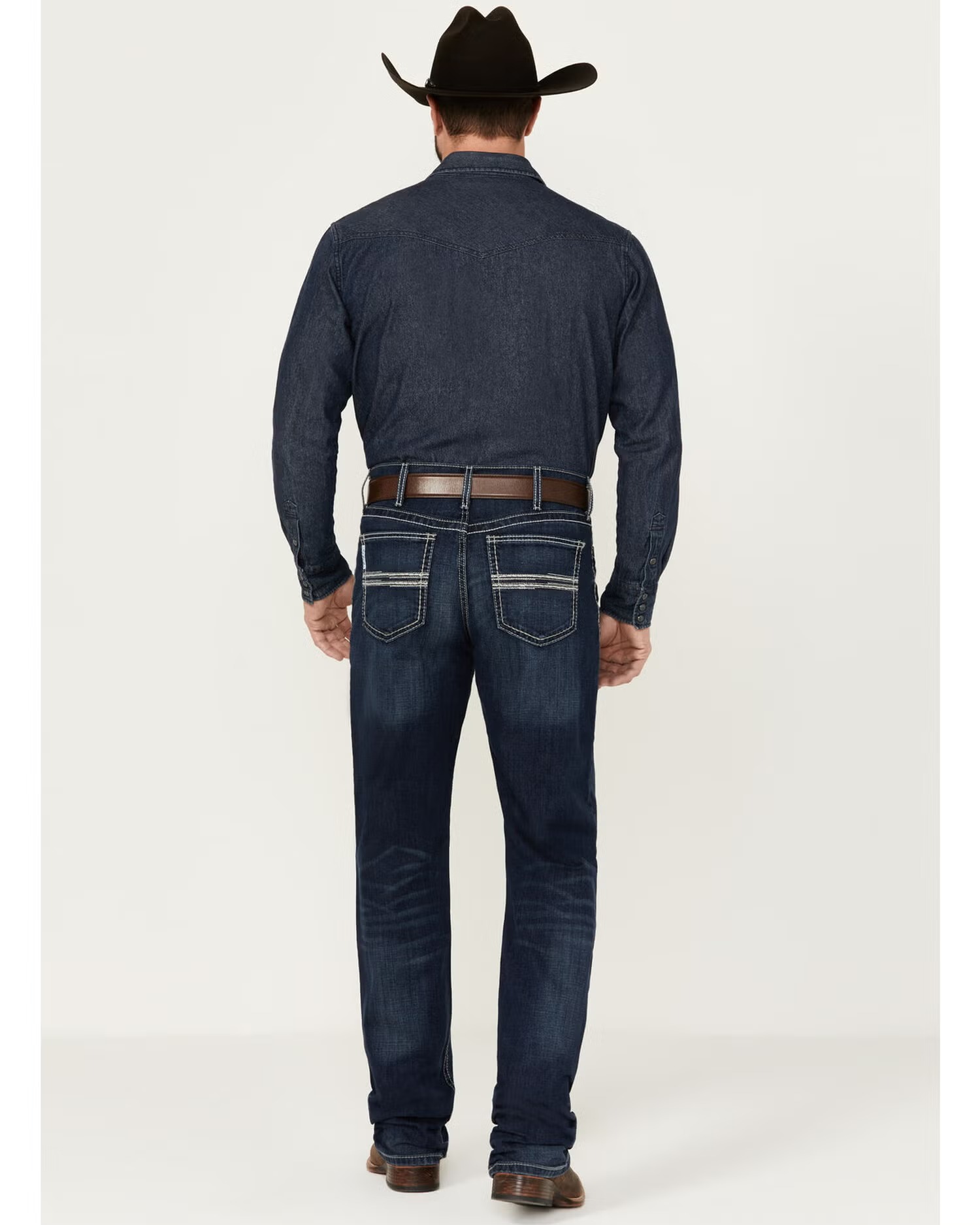 Men's Relaxed Straight Stretch Denim Jeans with Five-Pocket Design