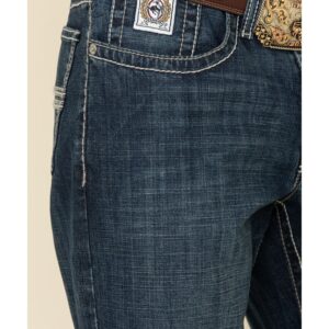 Men's Relaxed Straight Stretch Denim Jeans with Five-Pocket Design