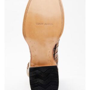 Men's Caiman Tail Skin Western Boots with Broad Square Toe