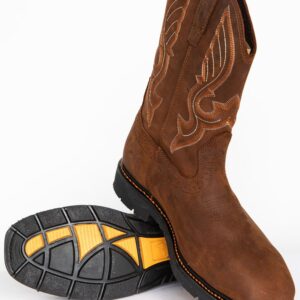 Men's Waterproof Work Boots with Composite Toe and Leather Upper